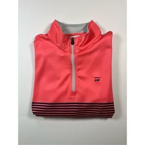 Bald Head Blues Dogwood 1/4 Zip Golf Resort Coral Pink Stripe Size Medium NWT